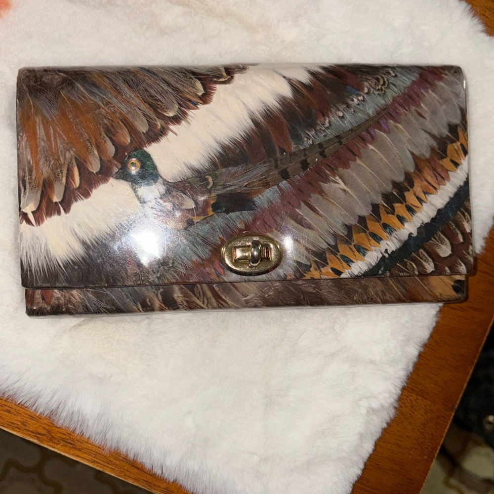 Vintage Bird Feathers Clutch